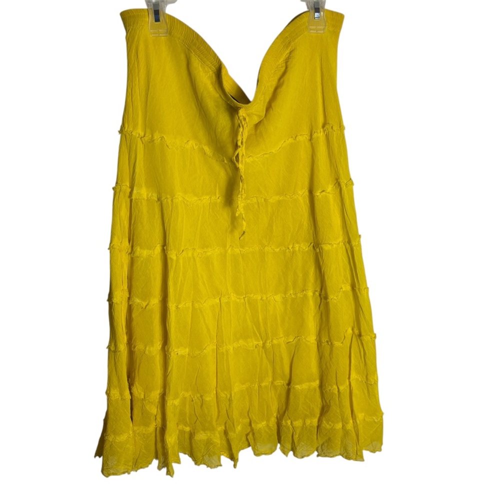 Metro wear yellow cotton tiered hand dyed midi shirt